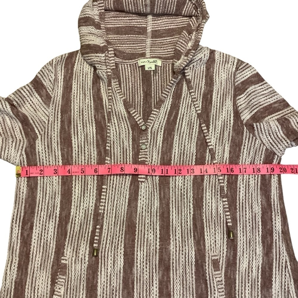 SIMPLY NOELLE PURPLE & WHITE STRIPED LONG SLEEVE HOODED SWEATER Size L/XL - Picture 12 of 15